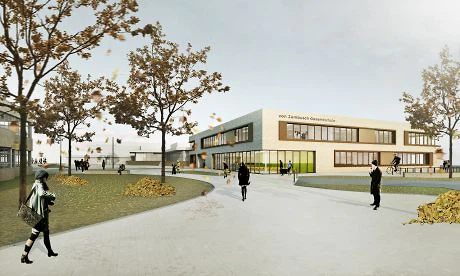 Blick auf den Erweiterungsbau (Visualisierung)