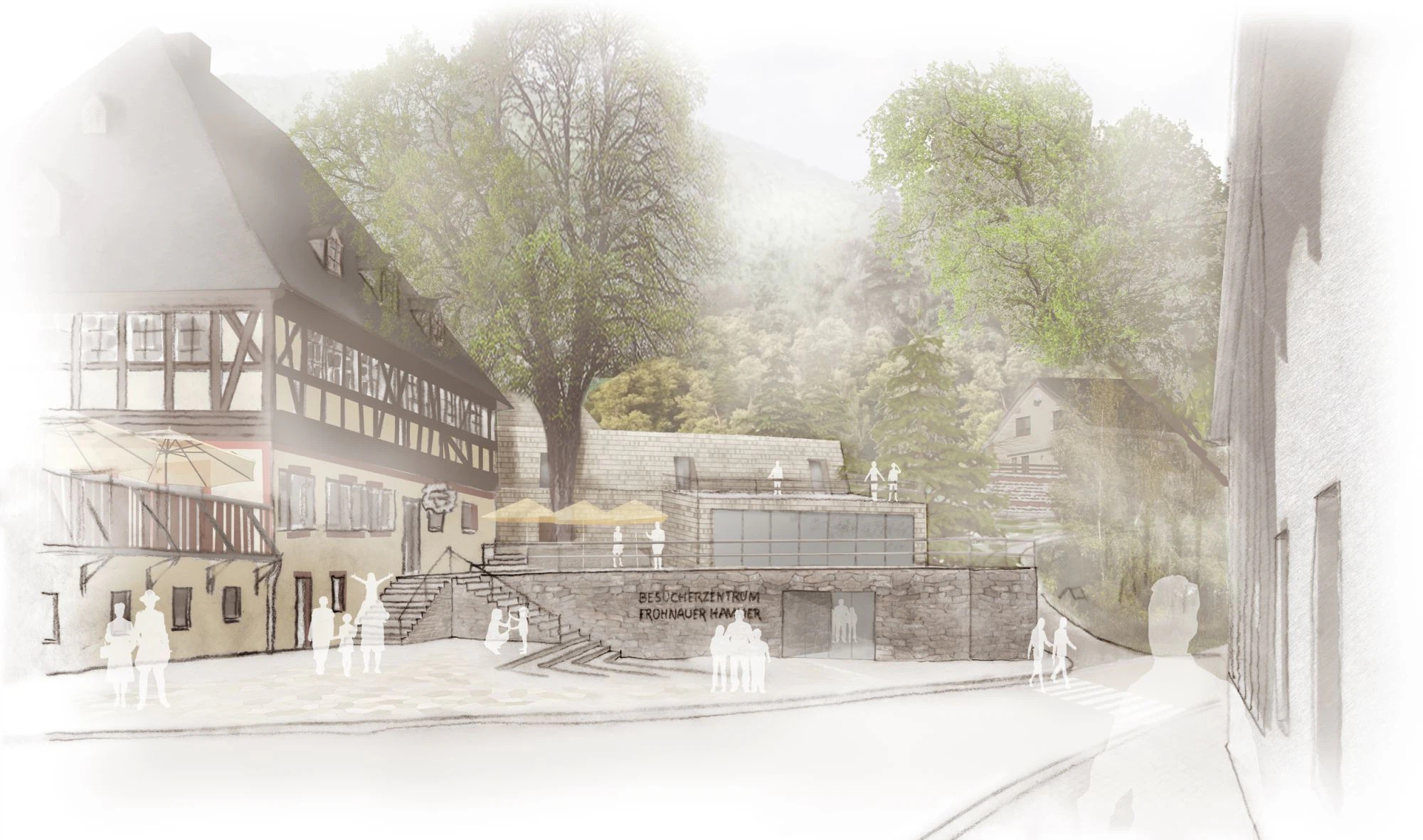 Das Besucherzentrum im Hammerhof, Blick von Süden